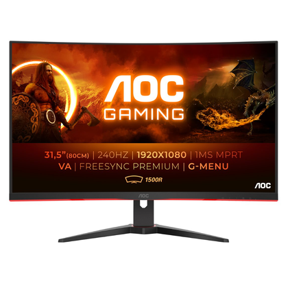 AOC Gaming 32" 1920 x 1080 Full HD Curved. PC Monitor. C32G2ZE/BK