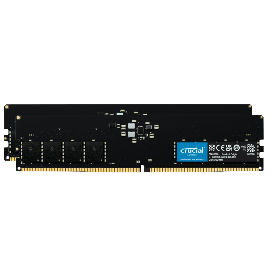 Crucial, DDR5, 128GB (2x64), Computer RAM Memory, DIMM 288 pin, 5600 MT/s, 2800 MHz, PC5-44800, CL46, 1.1 V, unbuffered