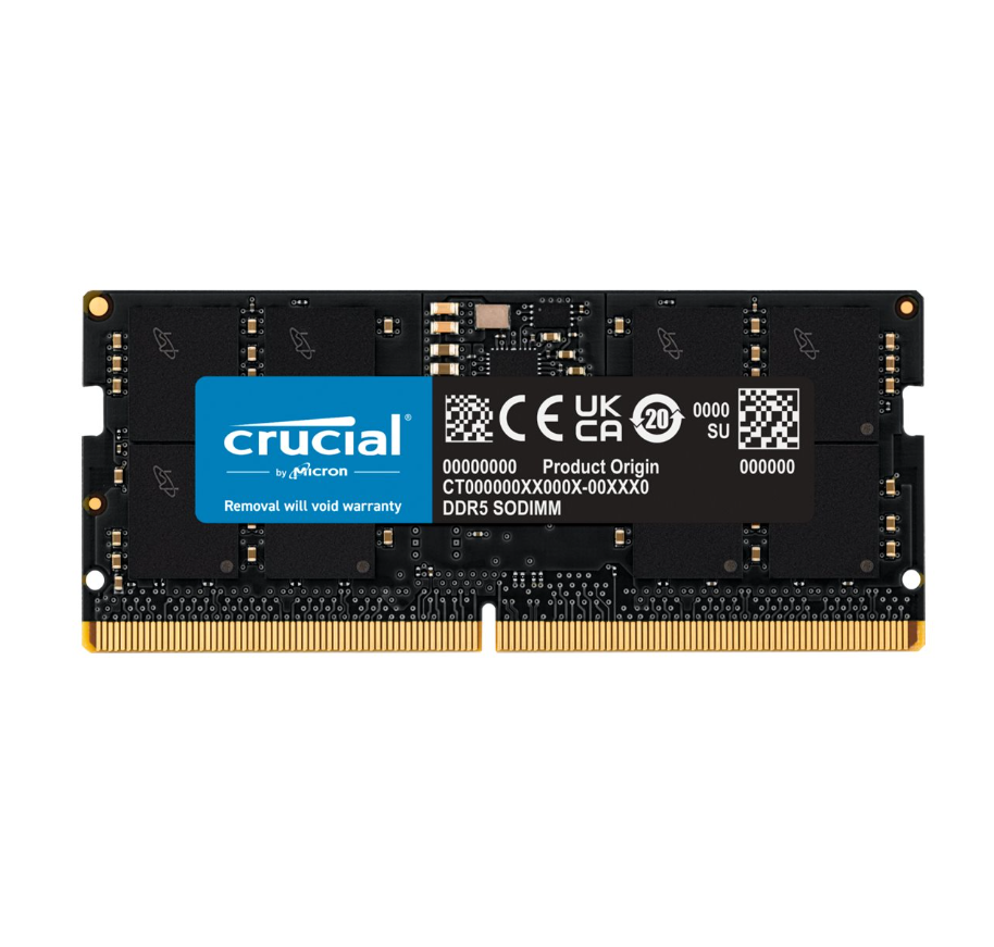 Crucial, DDR5, 32GB, Computer RAM Memory, SO DIMM 262 pin, 4800 MHz, PC5, 38400, CL40, 1.1 V, unbuffered, Non ECC