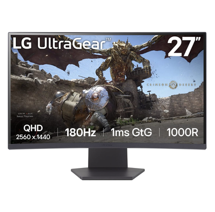 LG UltraGear 27GS60QC-B 27" QHD Curved Gaming Monitor 180Hz 1ms HDR10 FreeSync VA DisplayPort HDMI