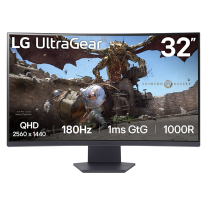 LG UltraGear 32GS60QC-B 32" QHD Curved Gaming Monitor 180Hz 1ms HDR10 FreeSync VA DisplayPort HDMI