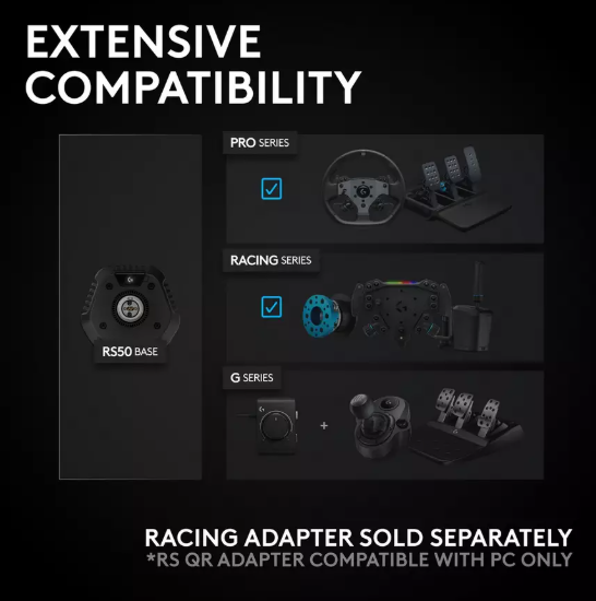 Logitech G RS50 System Racing Wheel (941-000267) – Direct Drive, TRUEFORCE, 8Nm Torque, USB Wired, PC/PS5/PS4/Xbox Series X|S/Xbox One
